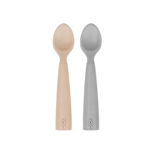 Oioi Nam Nam 2'li Silikon Kaşık Bubble Beige-Powder Grey
