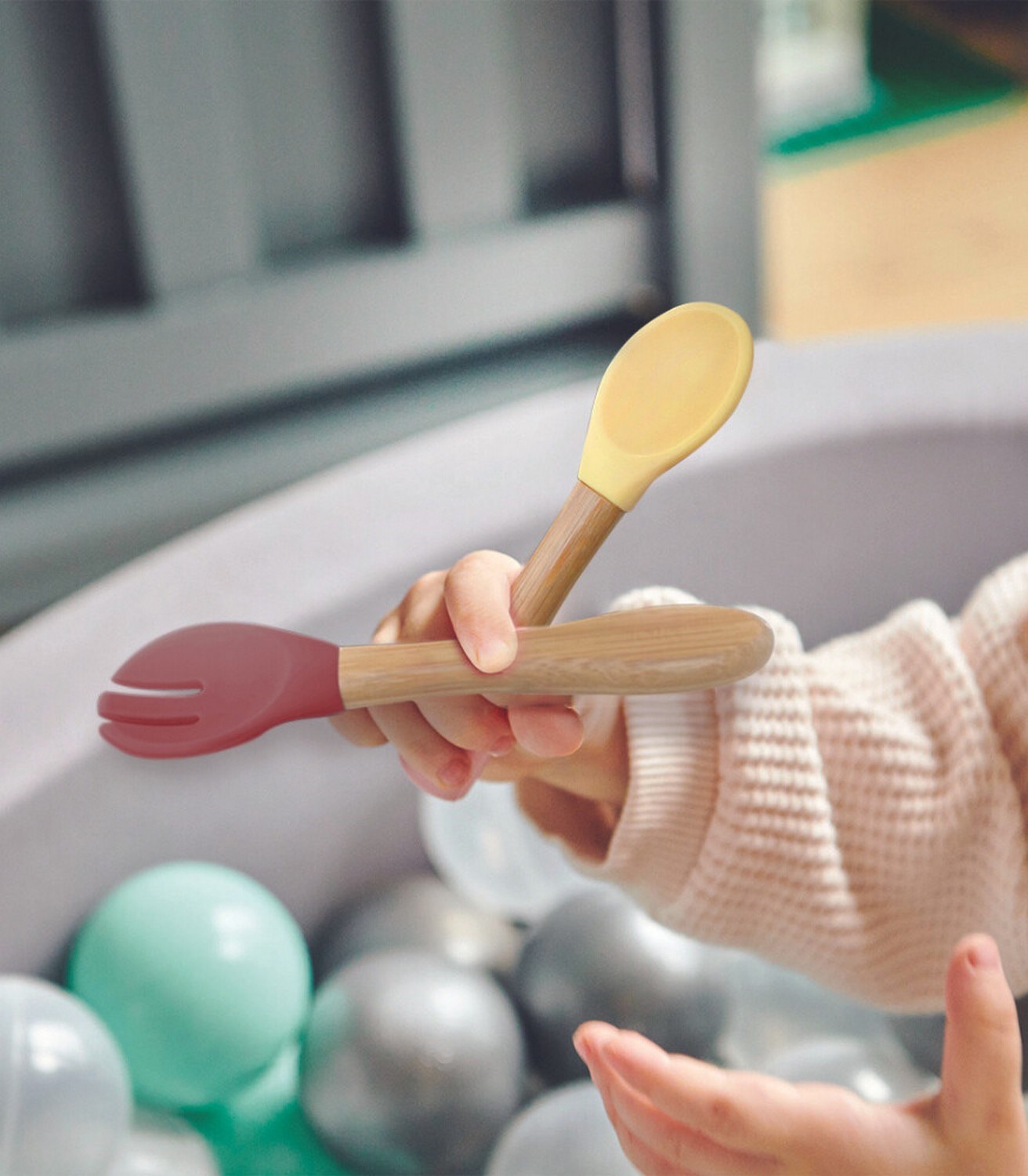 Oioi Mama Kaşık Çatal Seti Pembe-Kahverengi