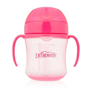 Dr Brown's Yumuşak Oluklu Alıştırma Bardağı 6 Oz 180 Ml Pembe