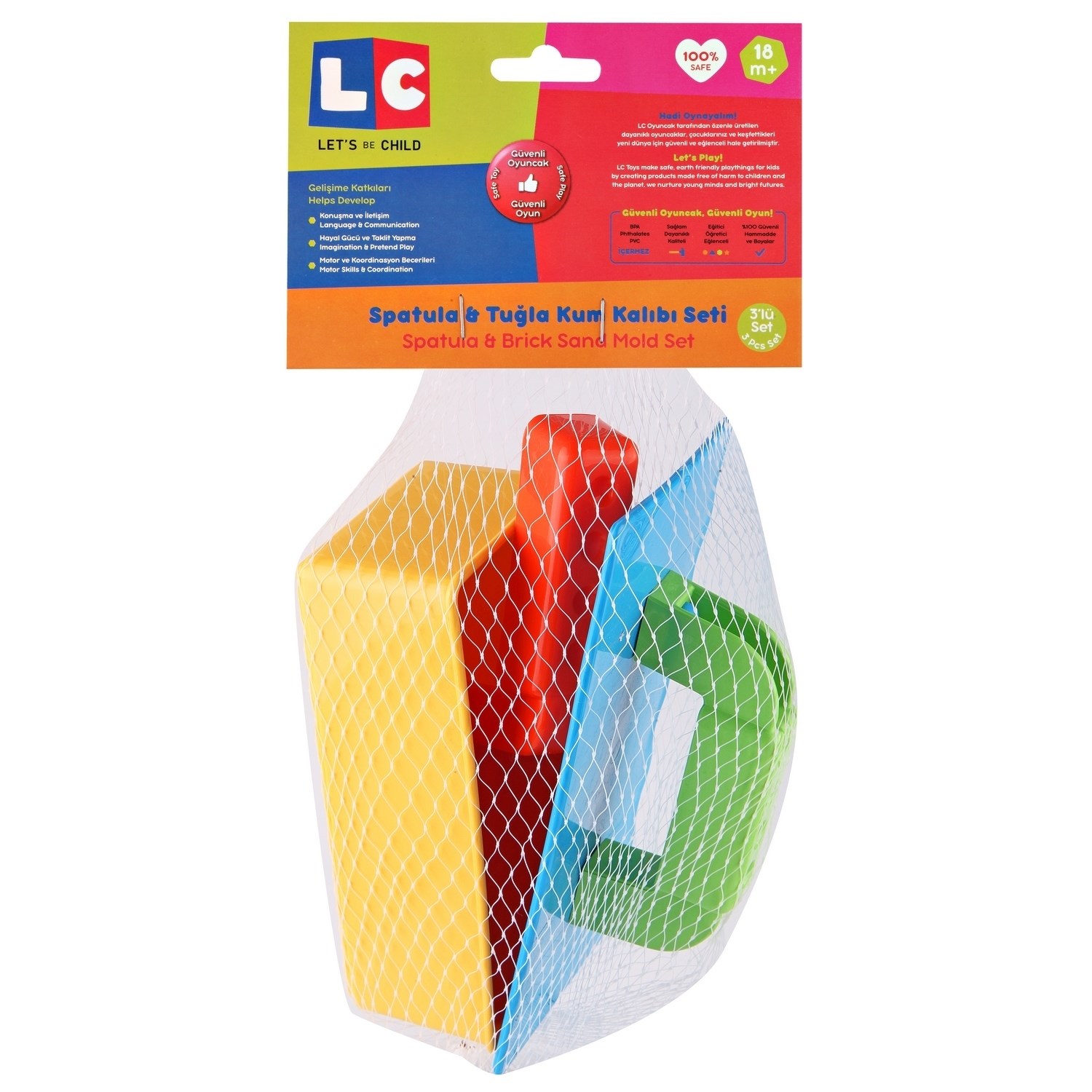 Let's Be Child Spatula ve Tuğla Kum Kalıbı 18+ Ay 30866 Mavi-Sarı