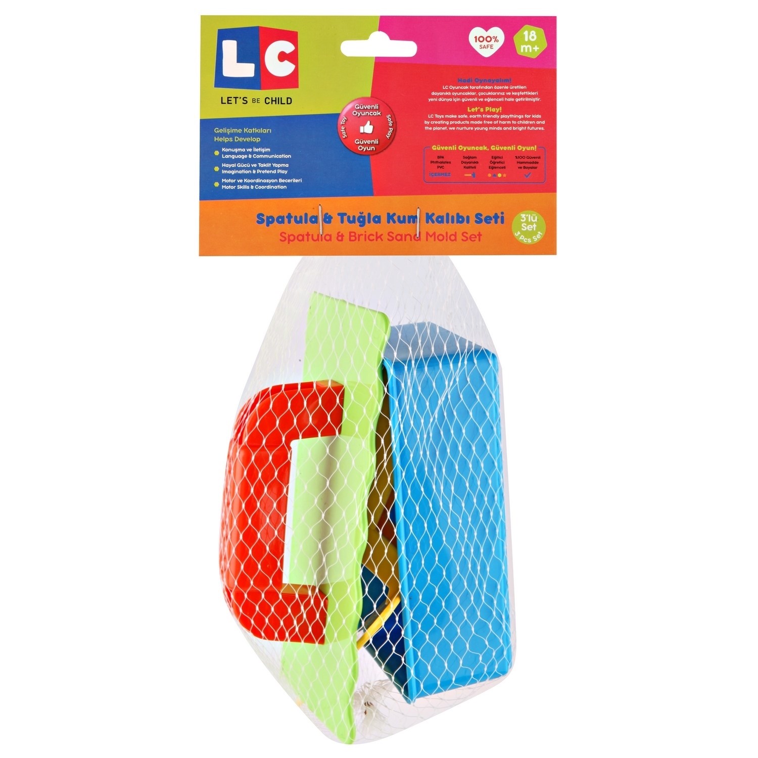 Let's Be Child Spatula ve Tuğla Kum Kalıbı 18+ Ay 30866 Yeşil-Mavi