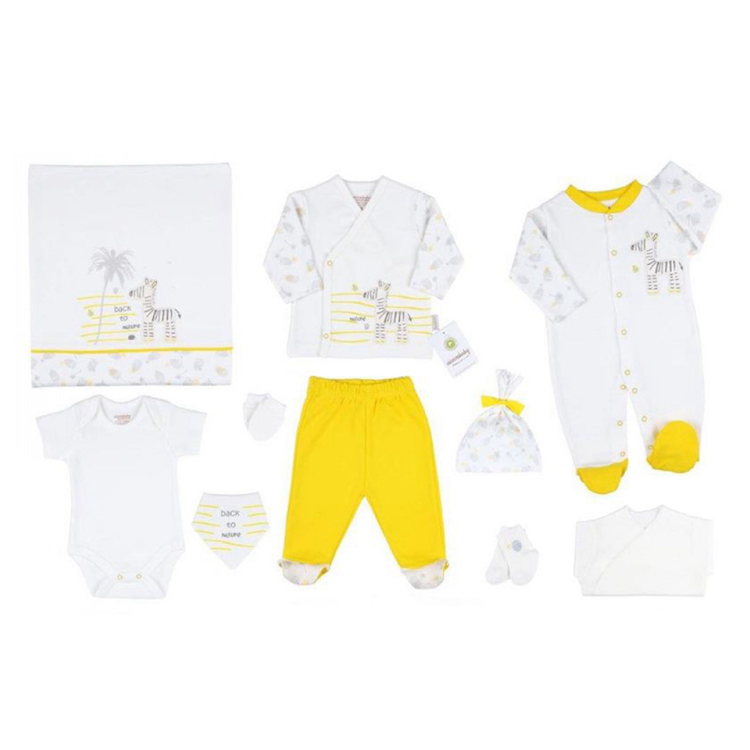 Ciccim Baby Zebra 10'lu Bebek Hastane Çıkış Seti 4557 Sarı