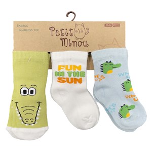 Petit Minou 3'lü Fun Crocodle Bebek Çorabı 2155 Çok Renkli