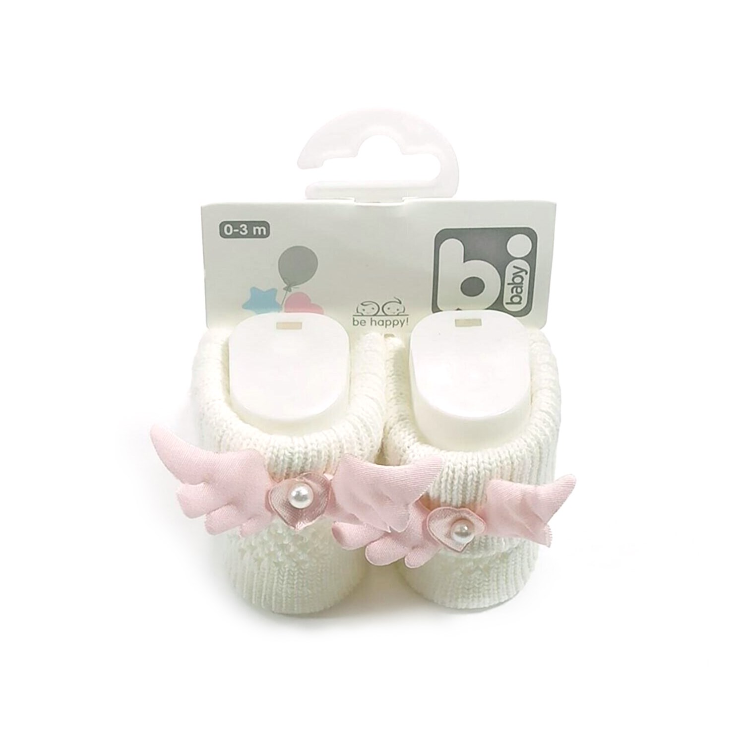 Bibaby Angel Bebek Çorabı 68297 Beyaz-Pembe