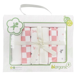 Biorganic 6'lı Penye Bebek Mendili 20x20 Cm 57759 Pembe