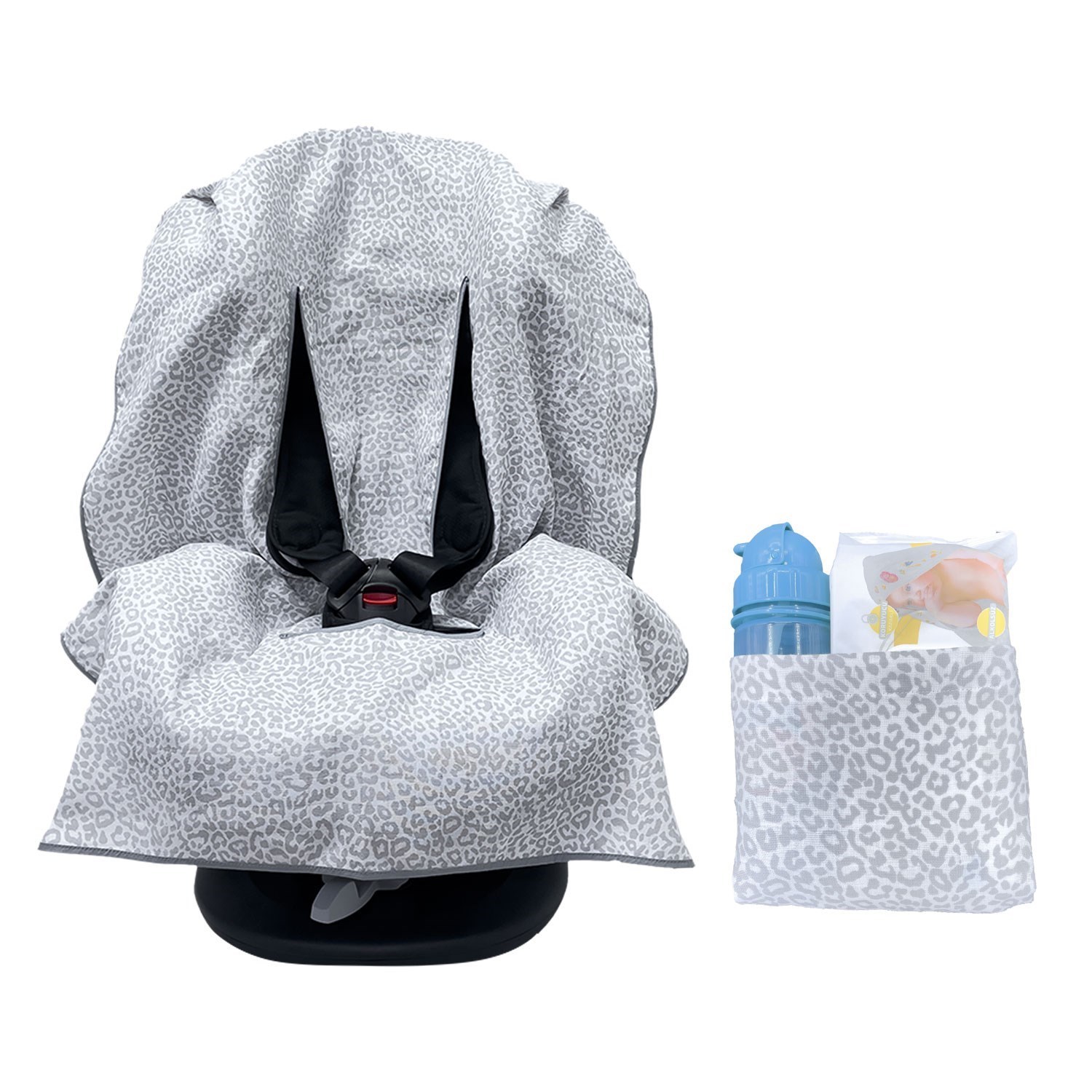 Ezh Collection Bebek Müslin Oto Koltuğu Kılıfı 4010 Beyaz-Gri