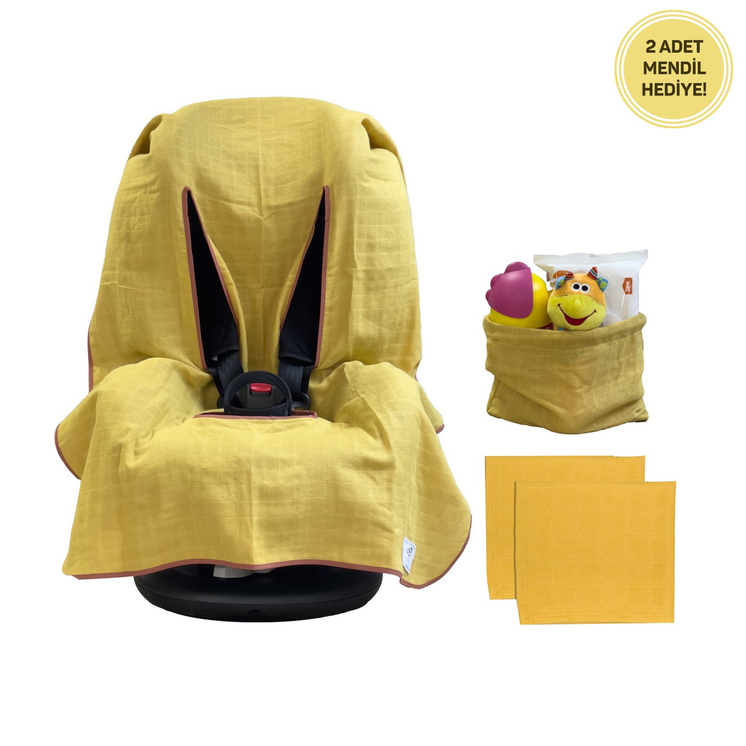 Ezh Collection Bebek Müslin Oto Koltuğu Kılıfı 4010 Sarı
