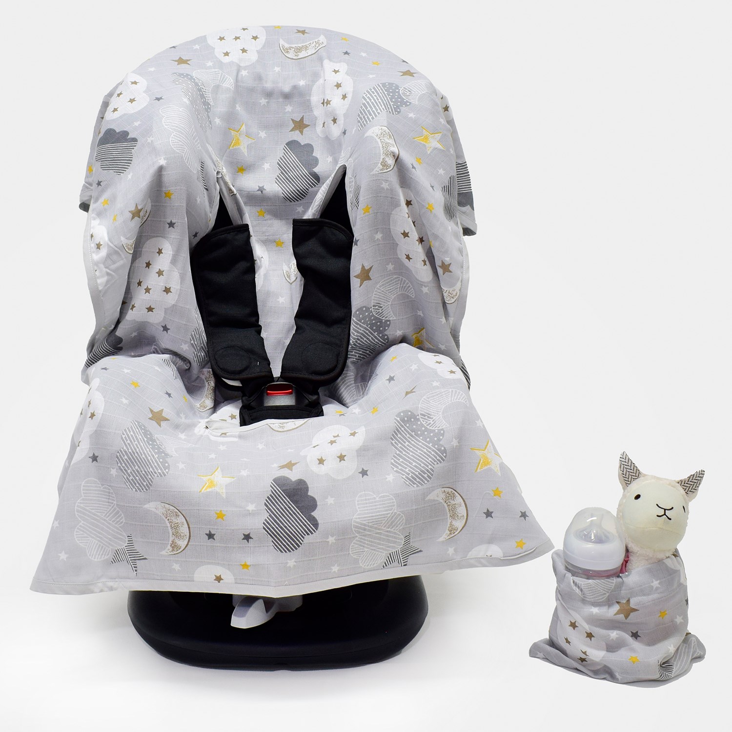 Ezh Collection Bebek Müslin Oto Koltuğu Kılıfı 4010 Sarı-Gri