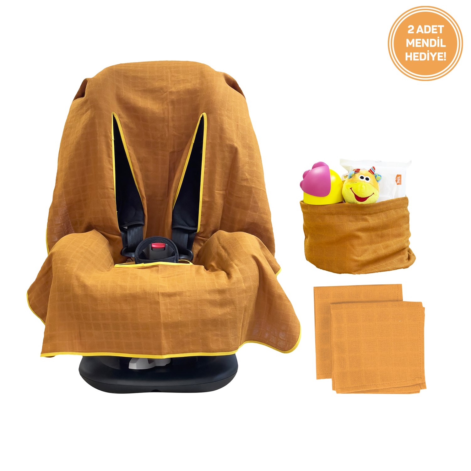 Ezh Collection Bebek Müslin Oto Koltuğu Kılıfı 4010 Tarçın