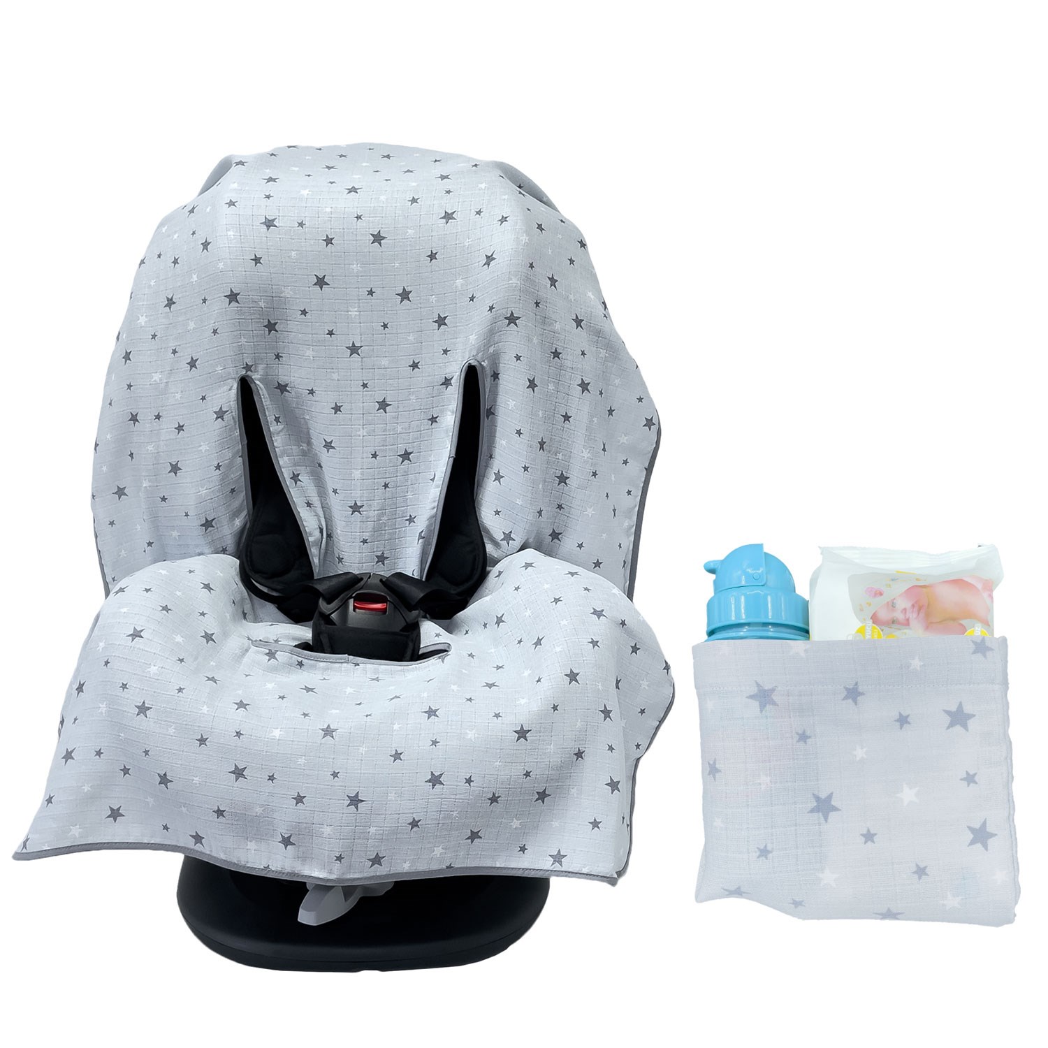 Ezh Collection Bebek Müslin Oto Koltuğu Kılıfı 4010 Mavi