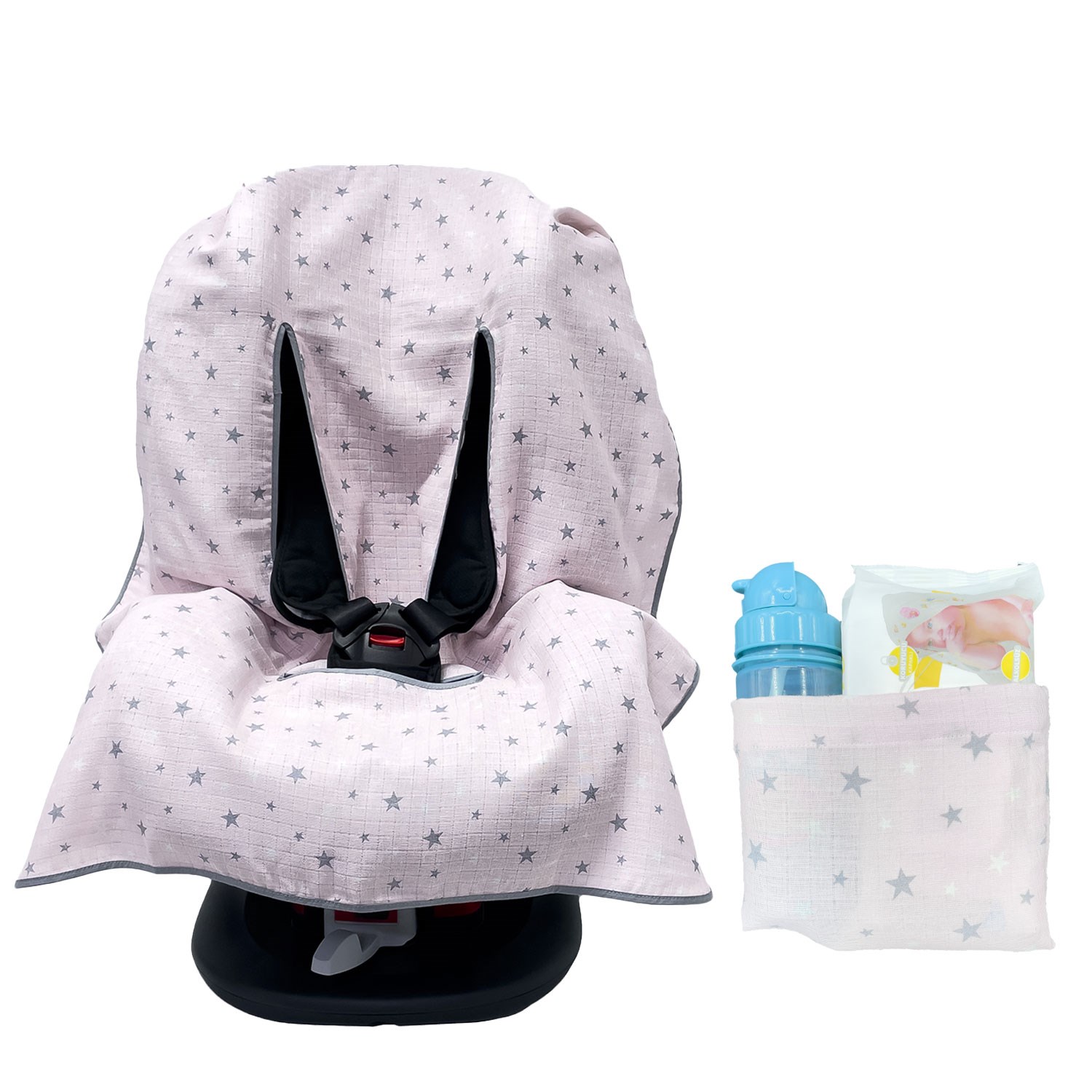 Ezh Collection Bebek Müslin Oto Koltuğu Kılıfı 4010 Pembe