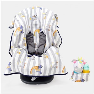 Ezh Collection Bebek Müslin Oto Koltuğu Kılıfı 4010 Gri-Beyaz