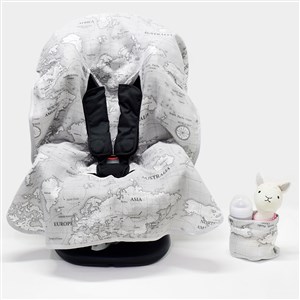 Ezh Collection Bebek Müslin Oto Koltuğu Kılıfı 4010 Gri-Siyah