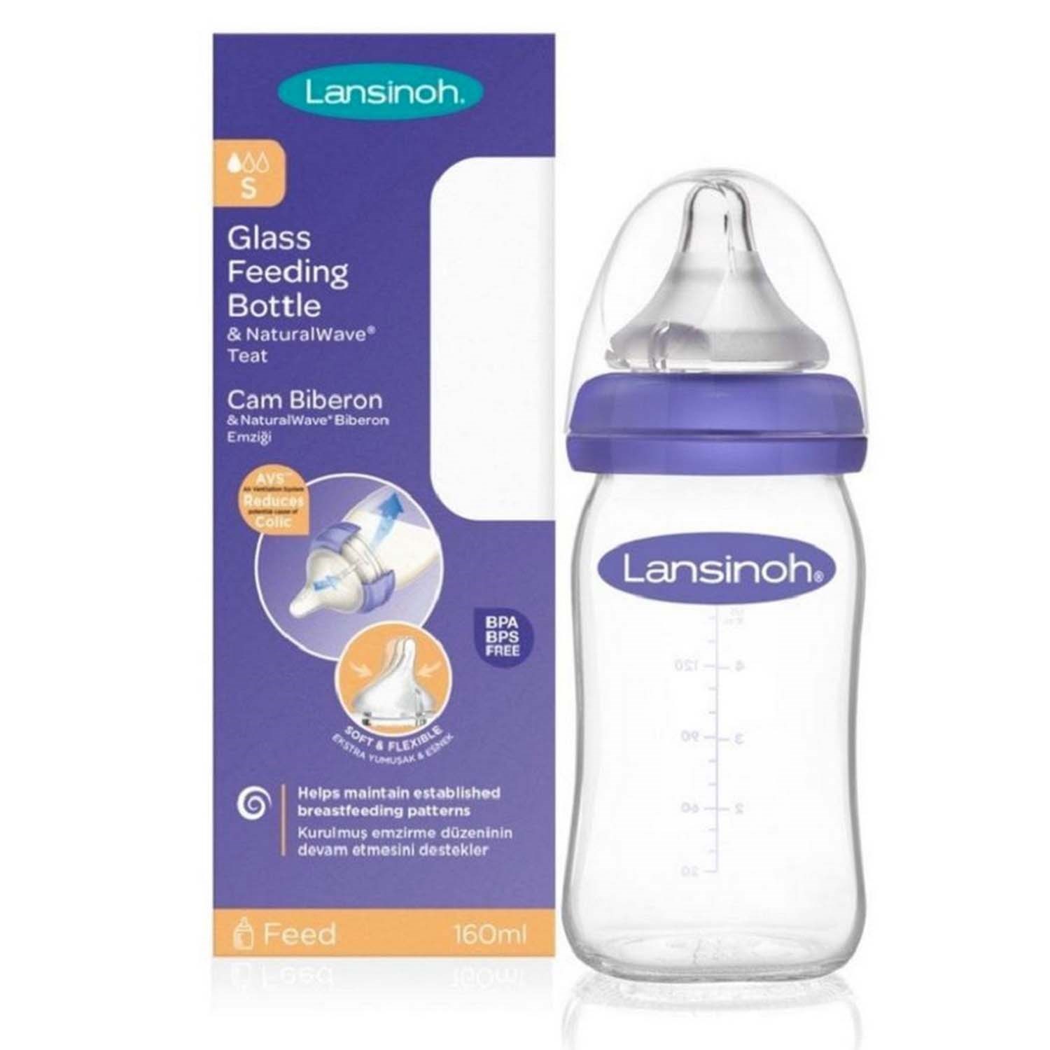 Lansinoh Cam Biberon & NaturalWave Biberon Emziği 160 Ml 