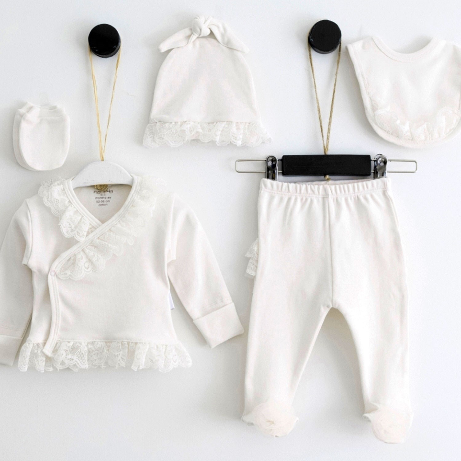 Pugi Baby 5'li Bebek Hastane Çıkış Seti 3552 Krem