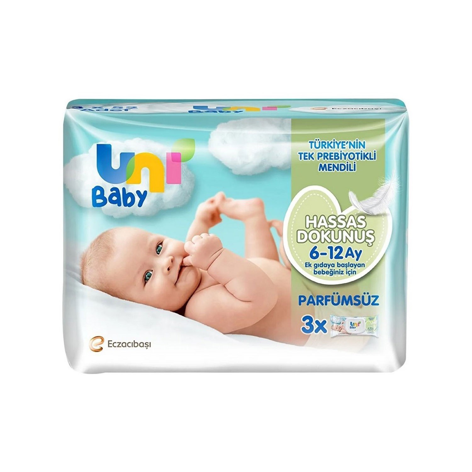 Uni Baby Hassas Dokunuş Islak Mendil 3X52 Adet 6-12 Ay 