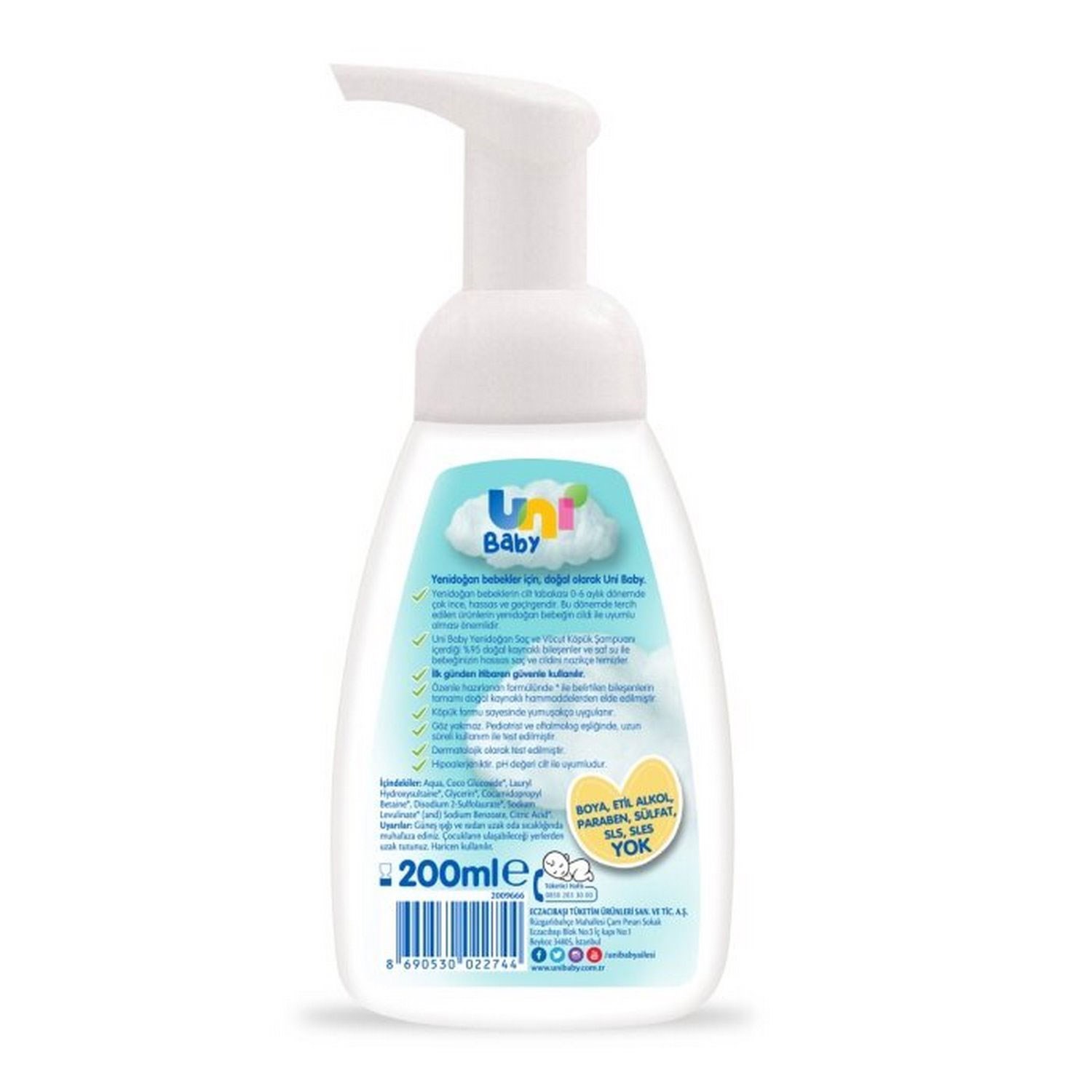 Uni Baby Bebek Şampuanı Yeni Doğan Köpük 200 Ml 