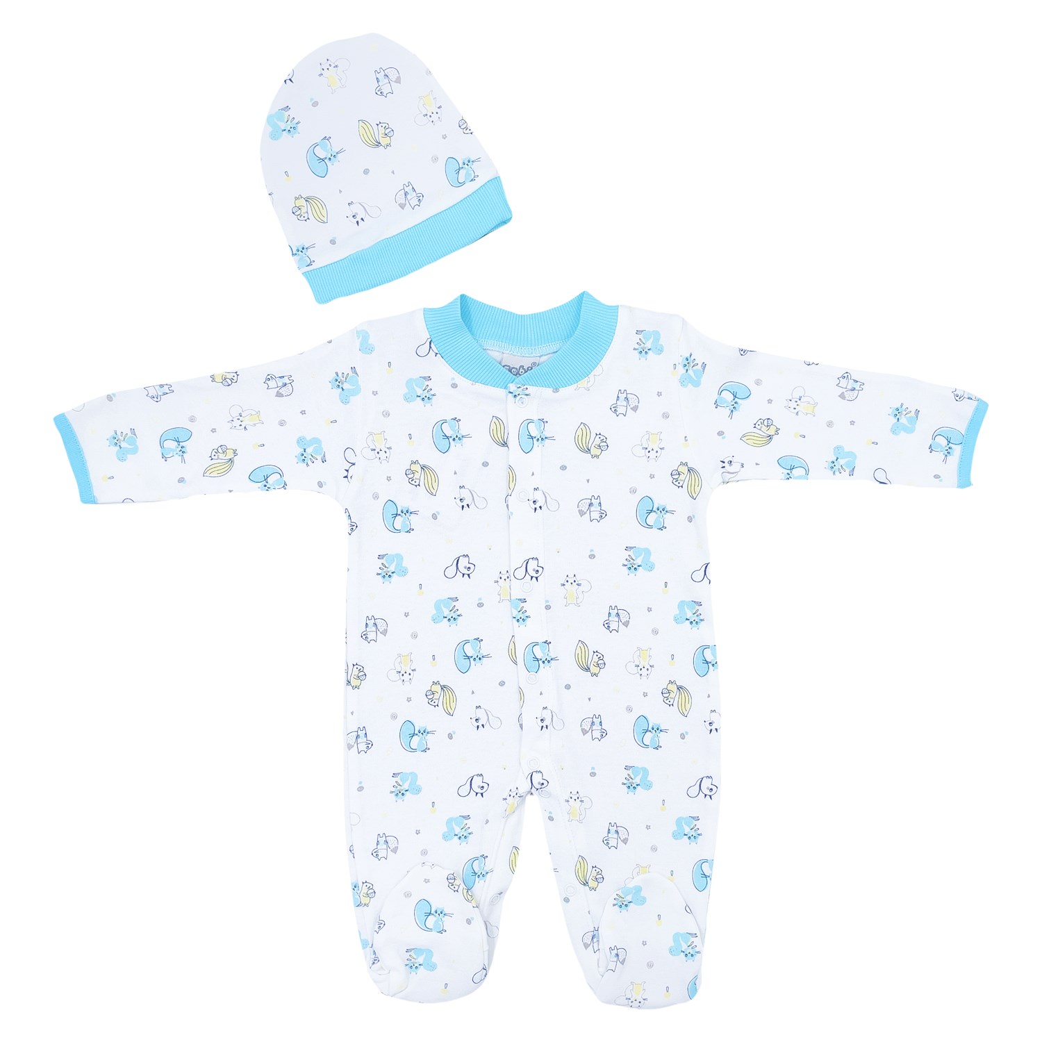 Sebi Bebe Baskılı Bebek Tulumu 4034 Turkuaz