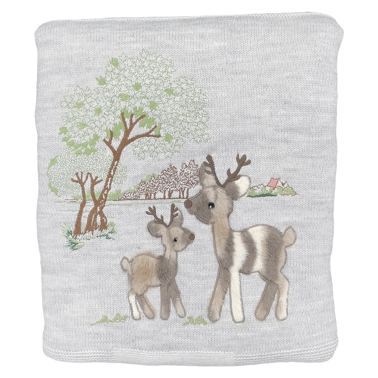 Mini Damla Triko Velsoftlu Geyik Battaniye 95x88 Cm 44774 Gri