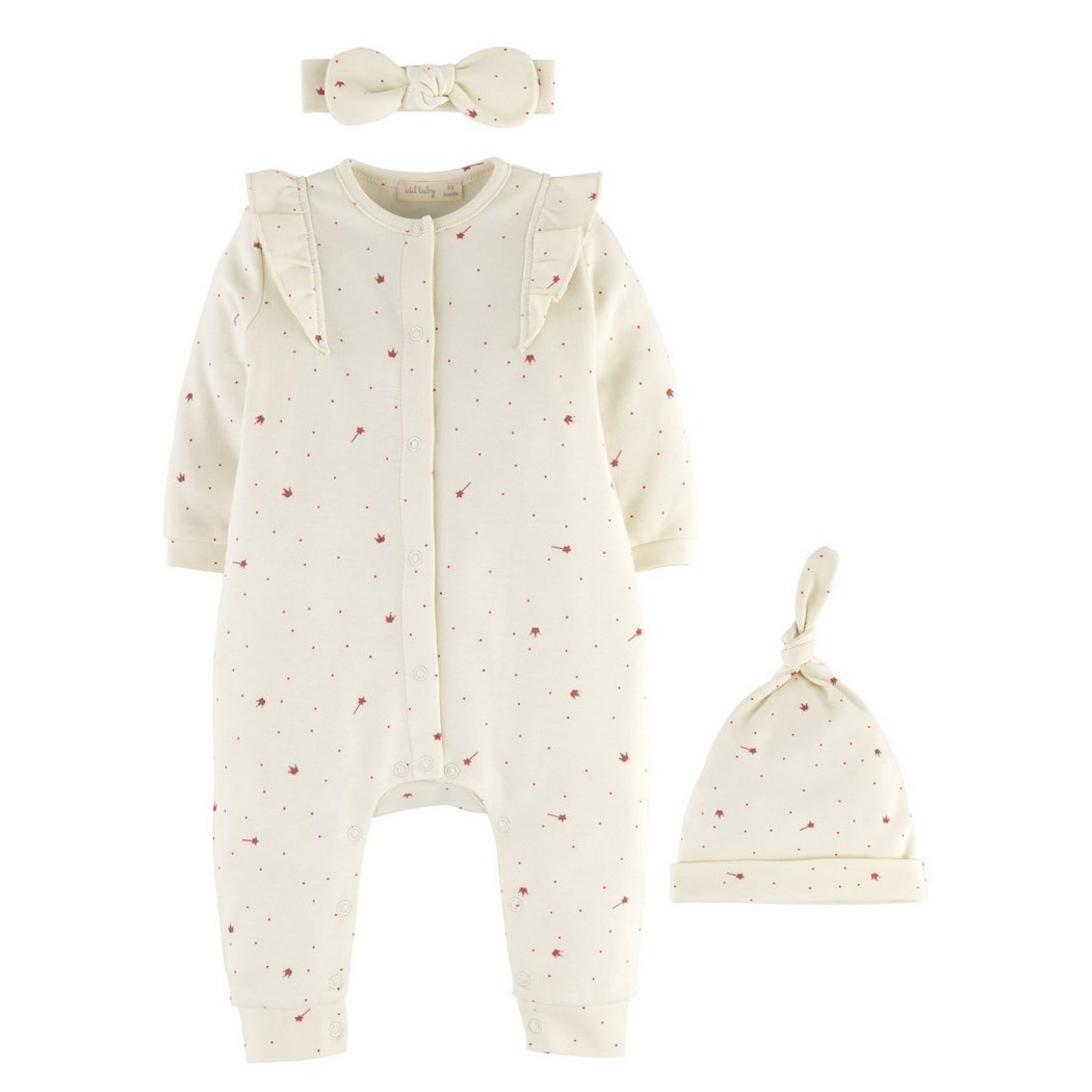 İdil Baby Organik Bebek Tulum Takımı 15703 Baskılı