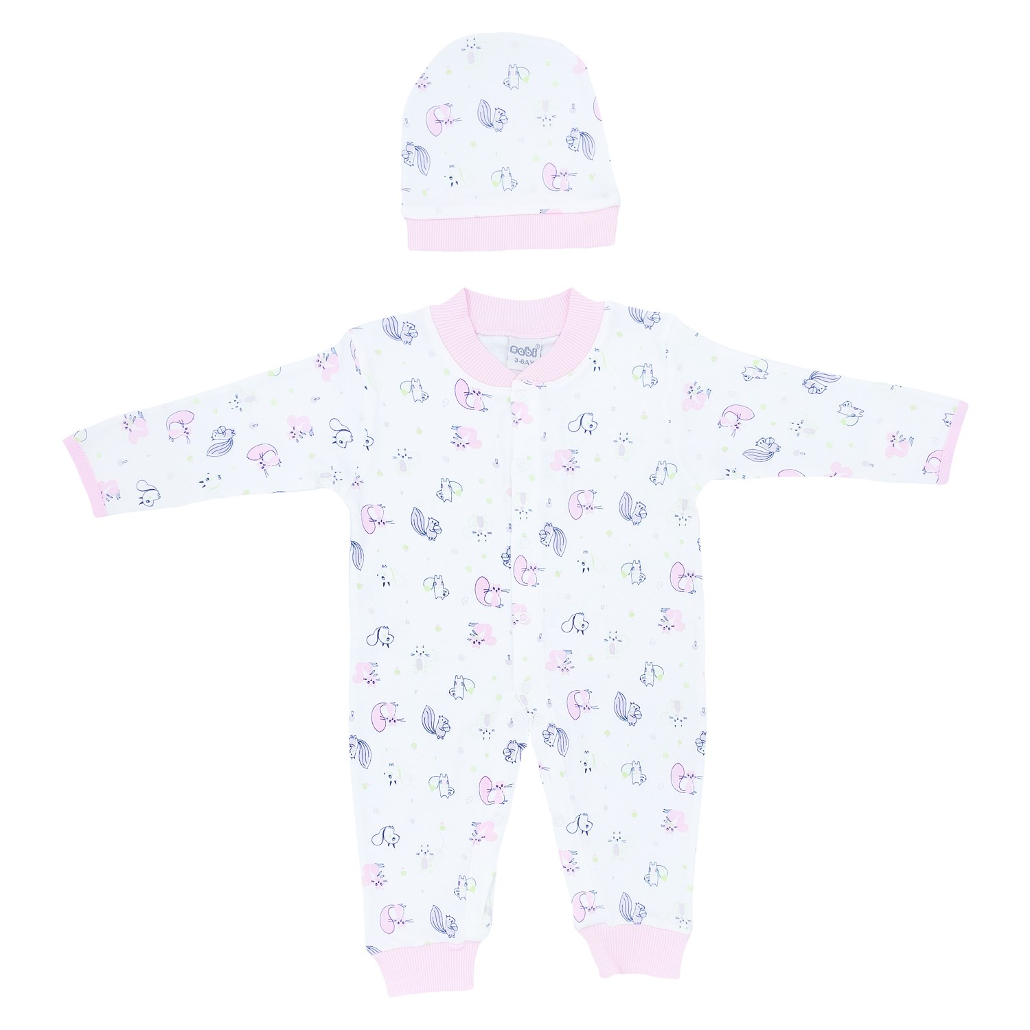 Sebi Bebe Baskılı Patiksiz Bebek Tulumu 4034 Pembe