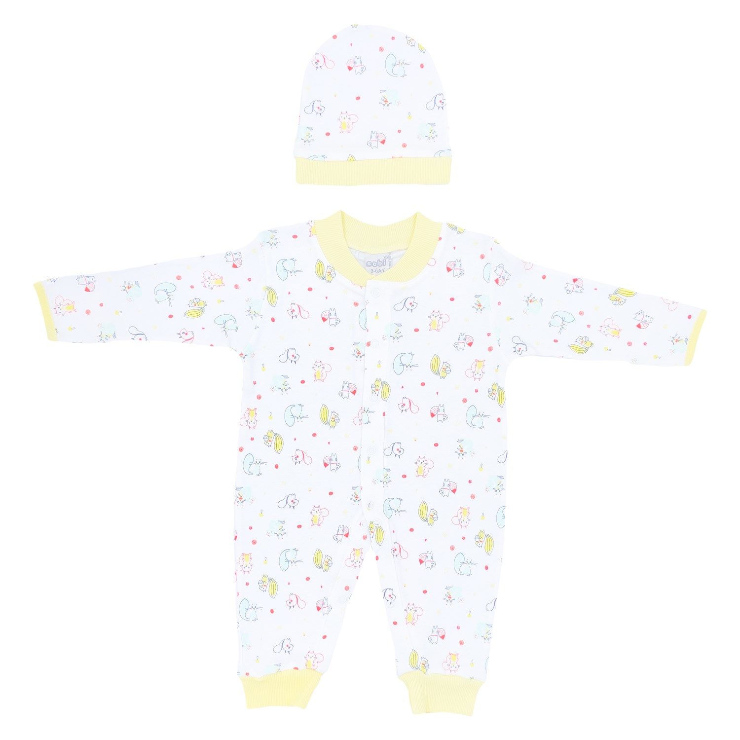 Sebi Bebe Baskılı Patiksiz Bebek Tulumu 4034 Sarı