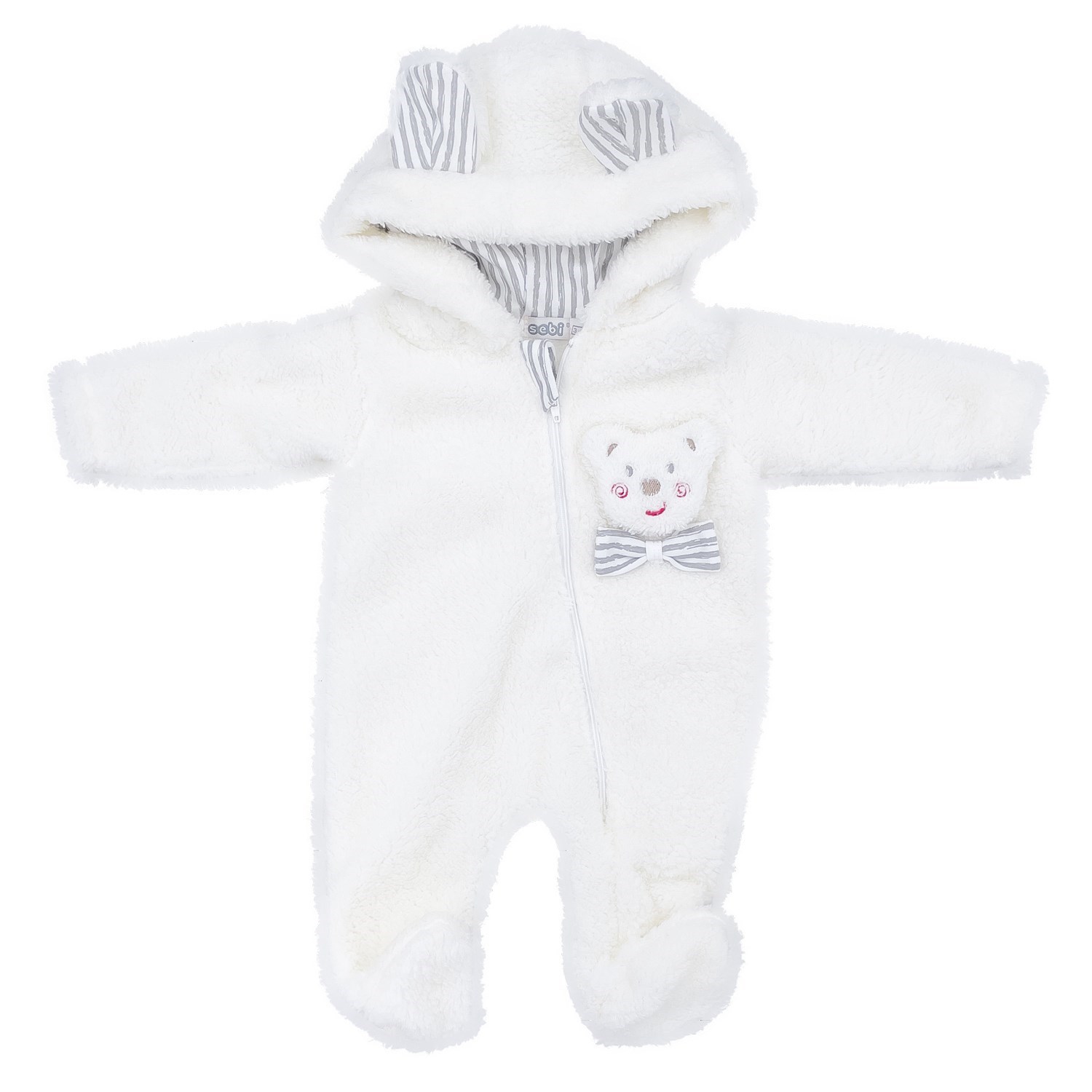 Sebi Bebe Wellsoft Kapşonlu Bebek Tulumu 1022 Ekru-Gri