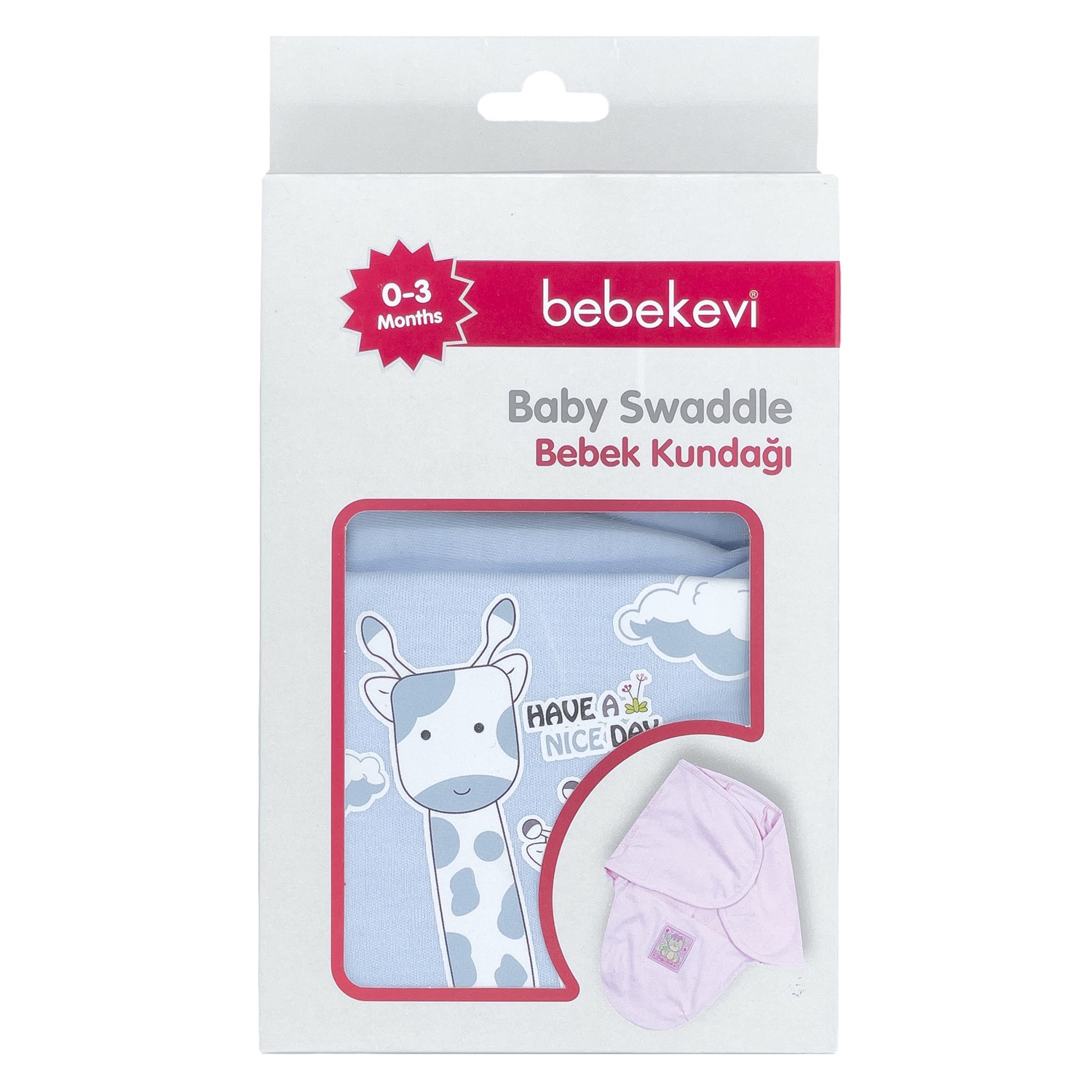 Bebekevi Bebek Kundağı 0-3 Ay 60x55 Cm 849 Mavi-Beyaz