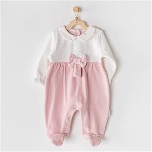 Andywawa Fairy Kadife Bebek Tulumu AC23144 Pembe