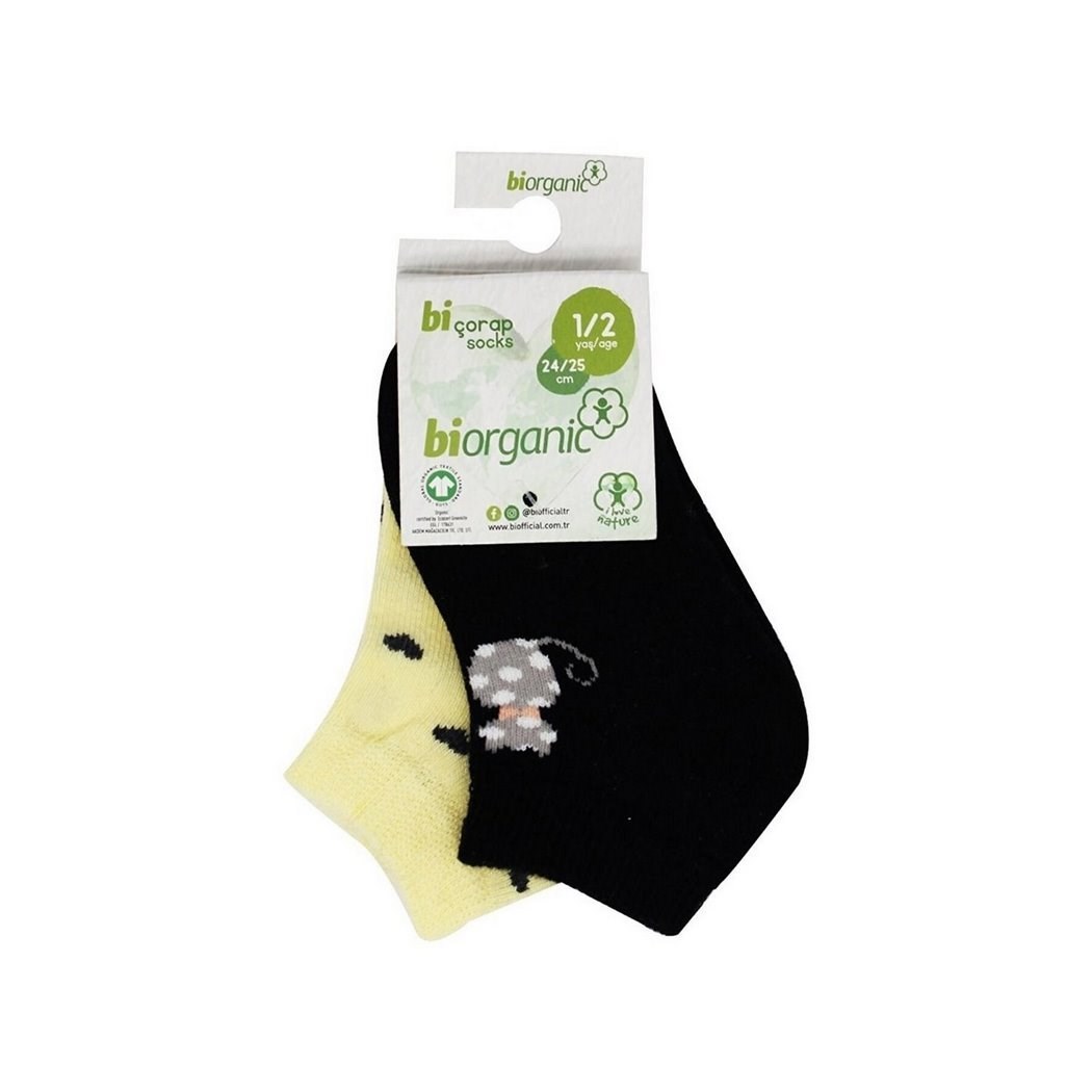 Biorganic Cat 2'li Bebek Çorap 68427 Sarı-Siyah