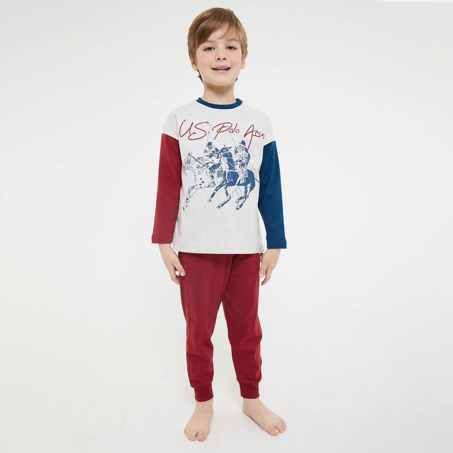 U.S. Polo Assn Erkek Çocuk 2'li Takım US1145-4 Bej Melanj