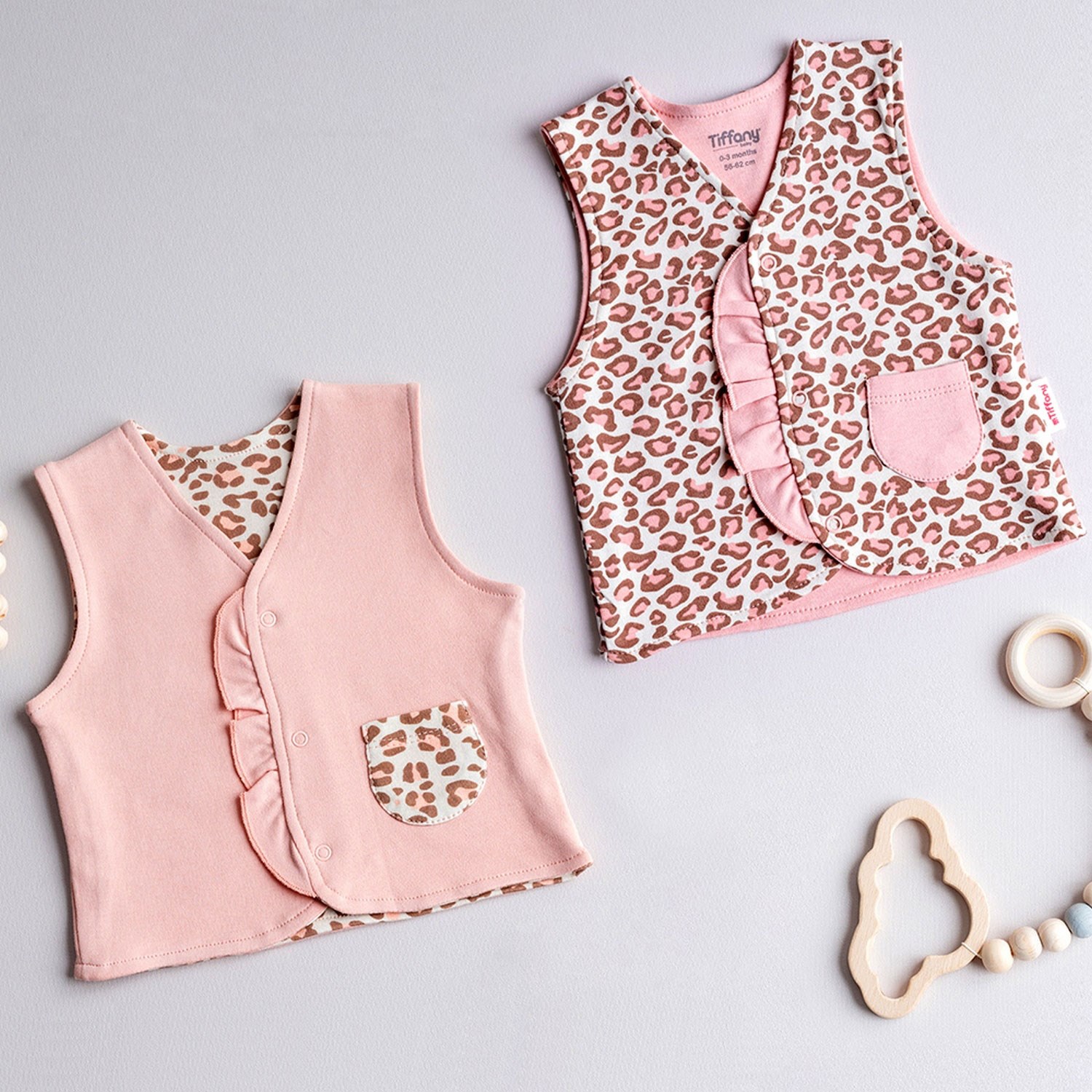 Tiffany Baby Leopar 2'li Bebek Yeleği 1005 Somon