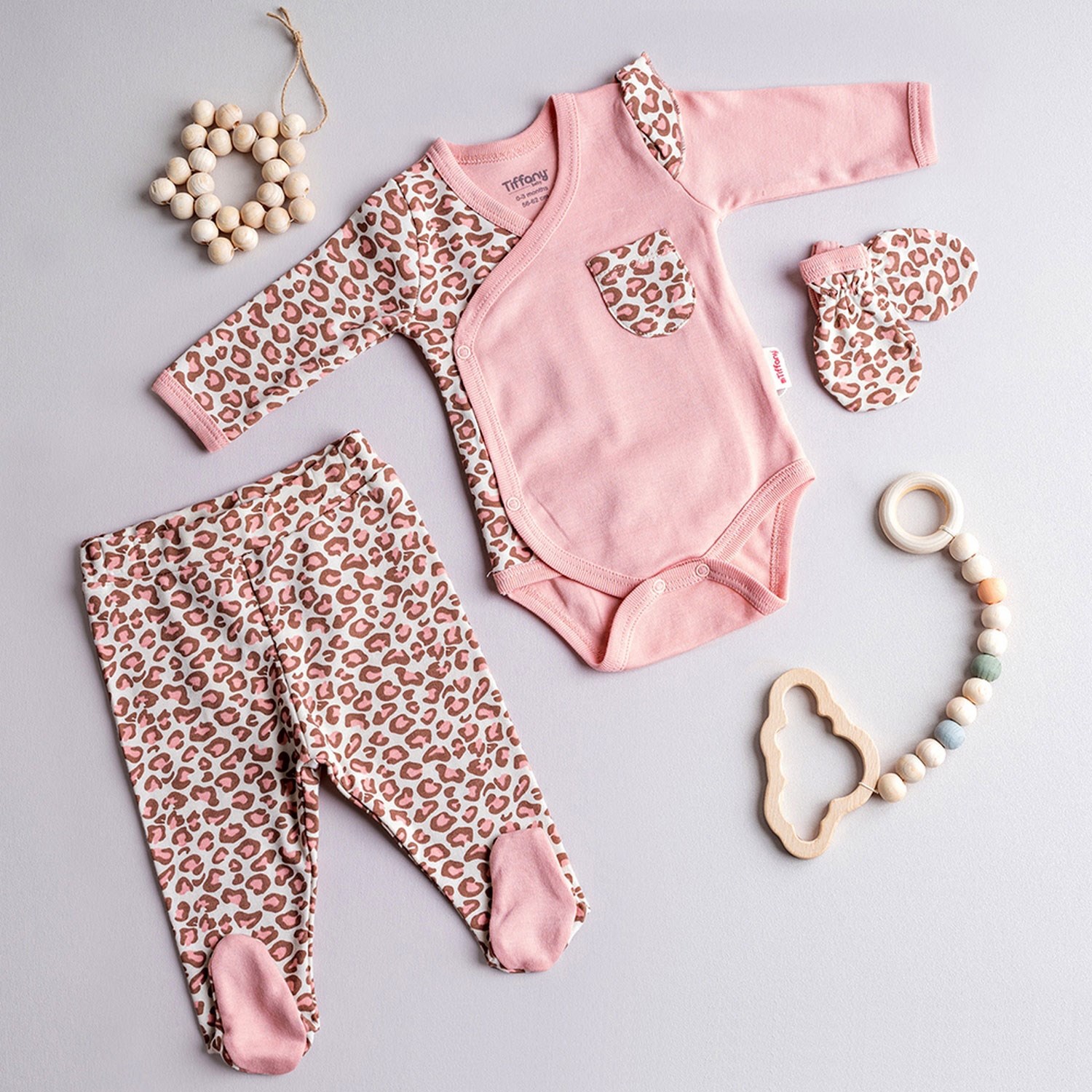 Tiffany Baby 3'lü Kruvaze Bebek Body Set 1020 Somon