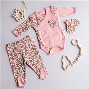 Tiffany Baby 3'lü Kruvaze Bebek Body Set 1020 Somon