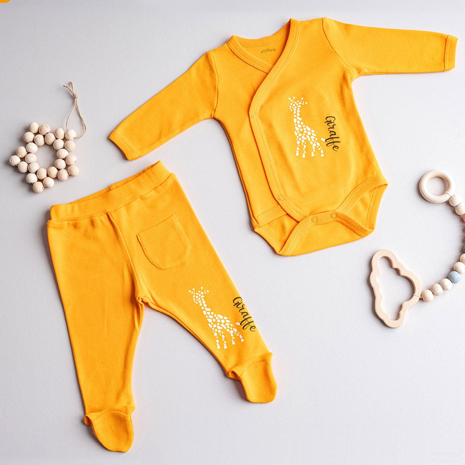 Tiffany Baby Kruvaze Bebek Body Set 1120 Safran