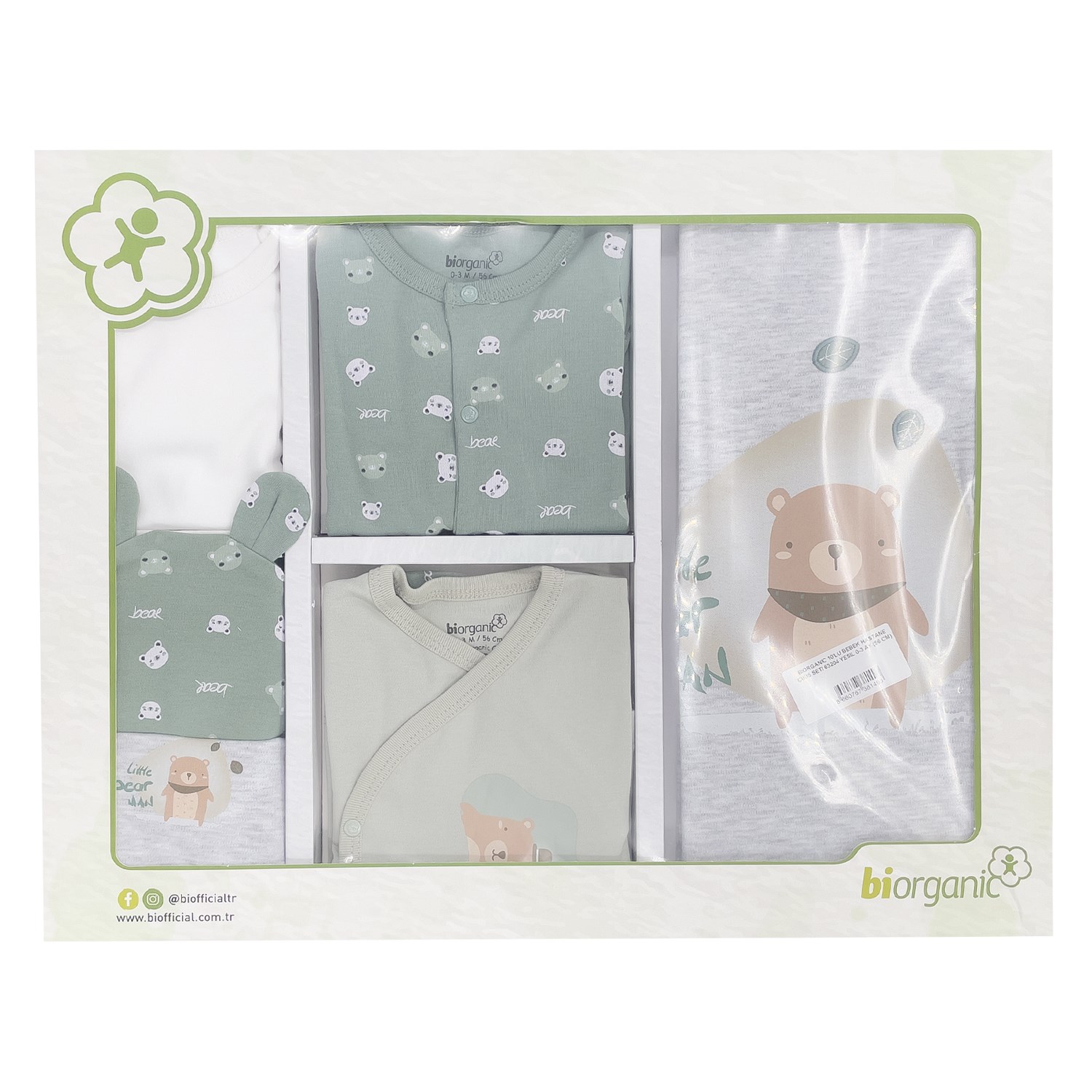 Biorganic Hug Me Bear 10'lu Bebek Hastane Çıkış Seti 63204 Yeşil