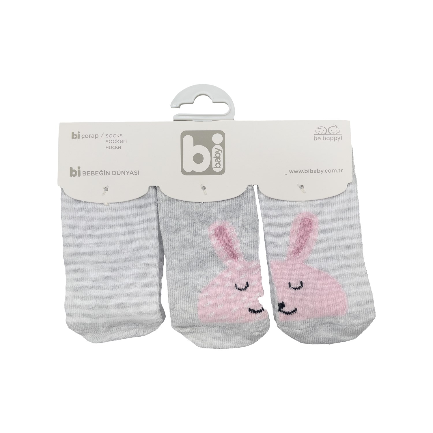 Biorganic Rabbit 3'lü Bebek Çorabı 68214 Gri