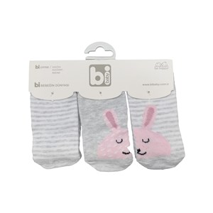 Biorganic Rabbit 3'lü Bebek Çorabı 68214 Gri