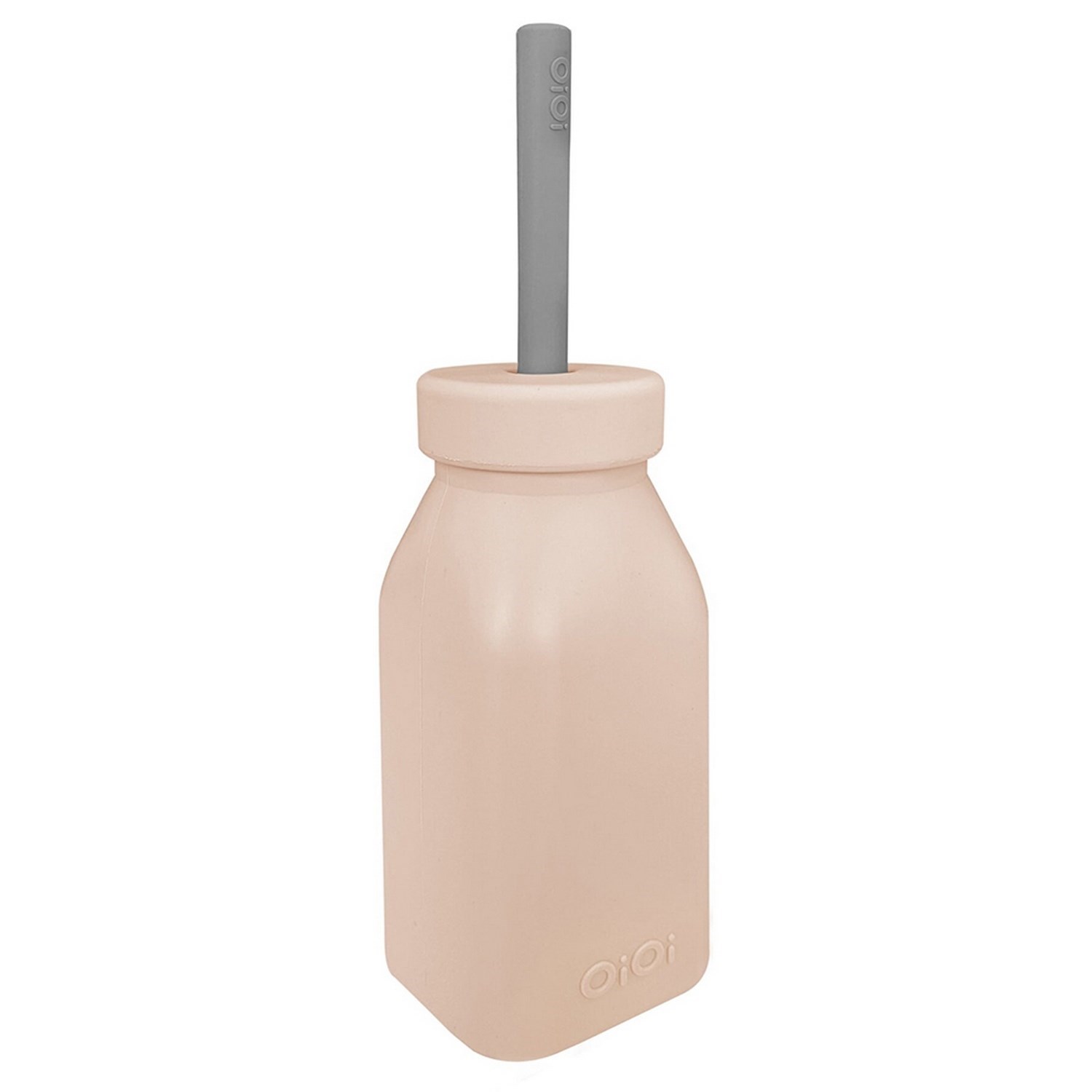 Oioi Silikon Şişe 200 ml ve Pipet 6+ Ay Bubble Beige - Powder Grey