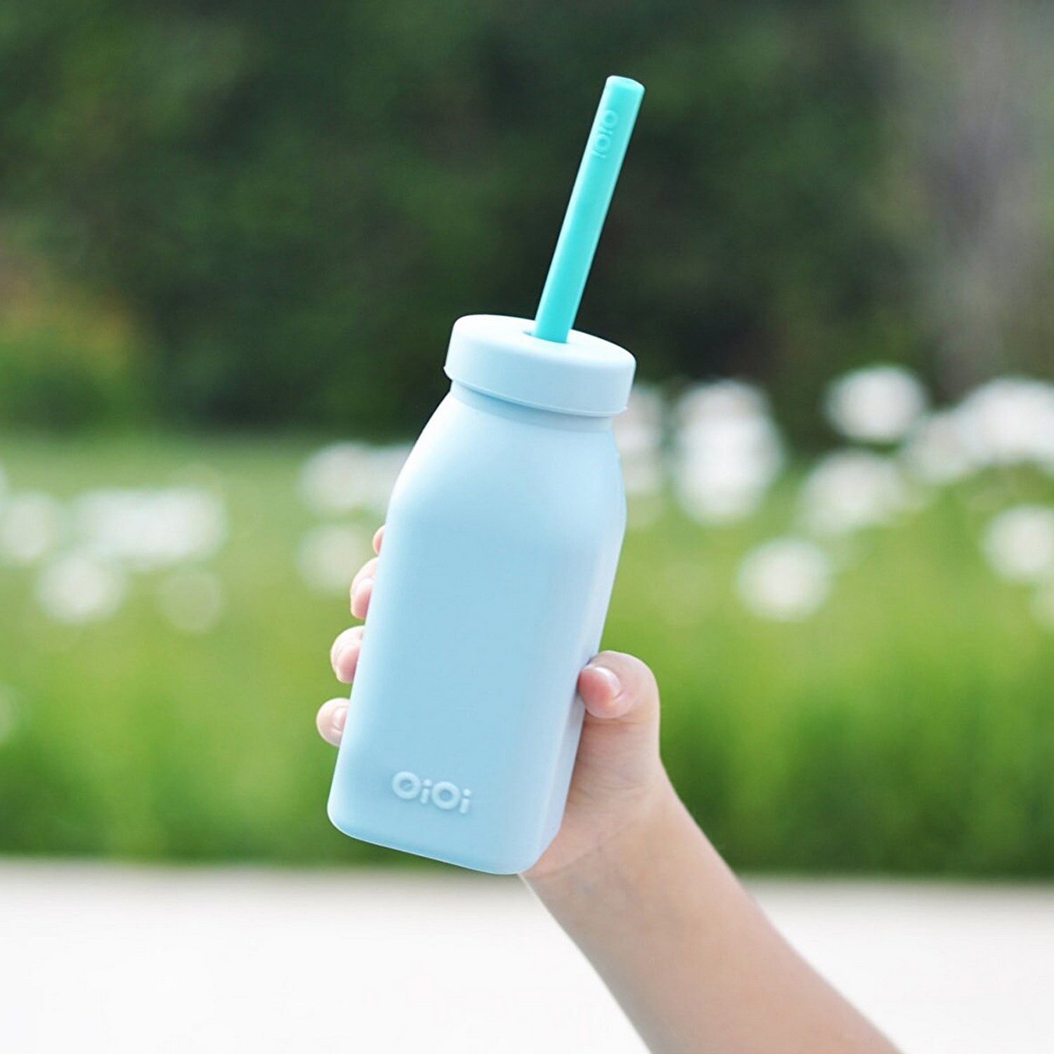Oioi Silikon Şişe ve Pipet 6+ Ay Mineral Blue - Aqua Green