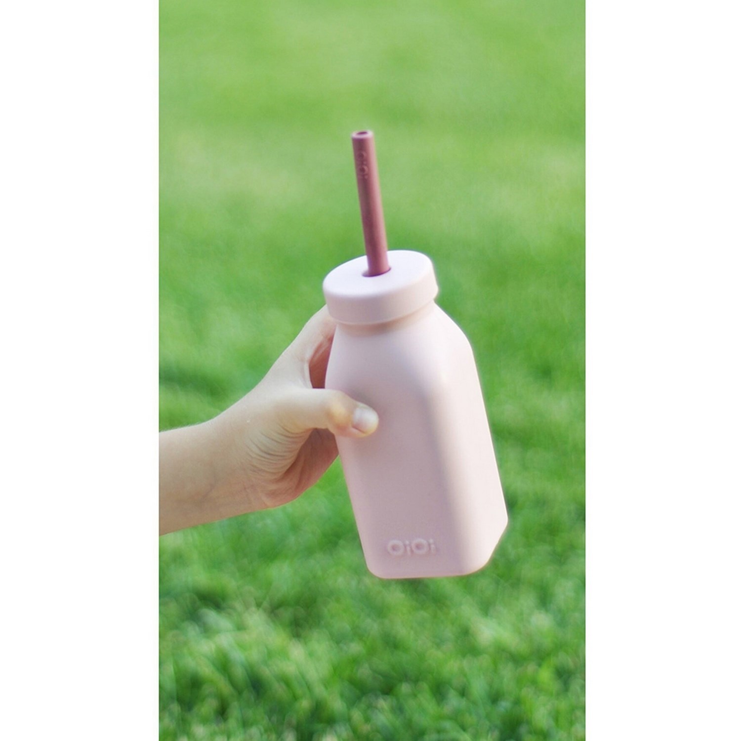 Oioi Silikon Şişe ve Pipet 6+ Ay Pinky Pink - Velvet Rose