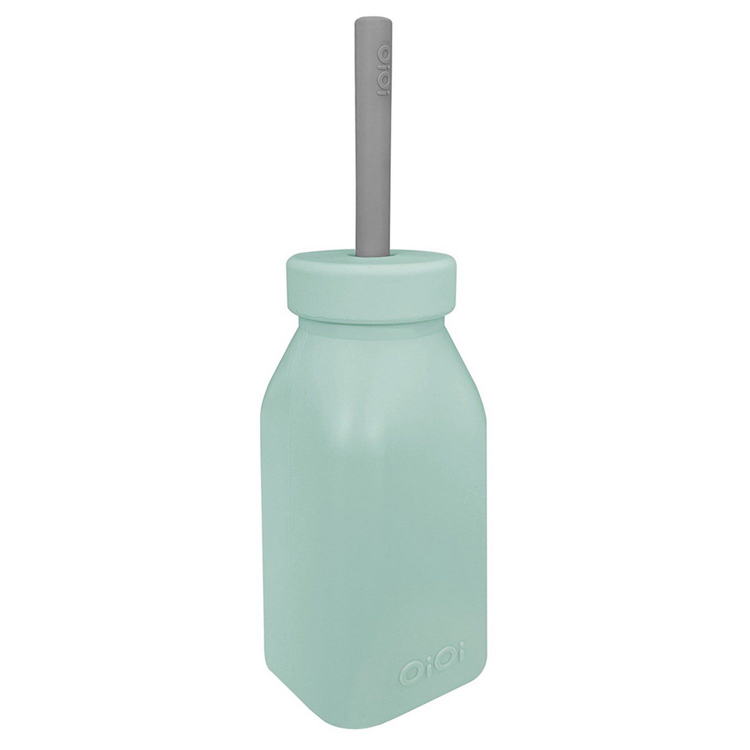 Oioi Silikon Şişe 200 ml ve Pipet 6+ Ay River Green - Powder Grey