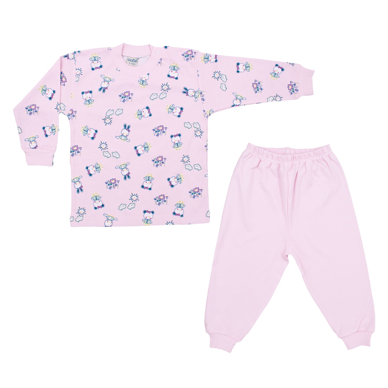 Sebi Bebe Ayılı Kız Bebek Pijama Takımı 2418 Pembe