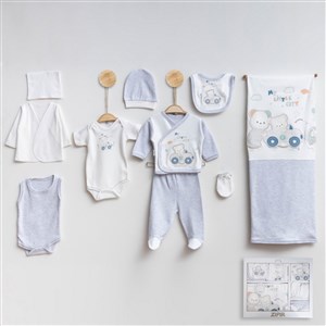 Zıpır Bebe Araba 10'lu Bebek Hastane Çıkış Seti 516R Gri