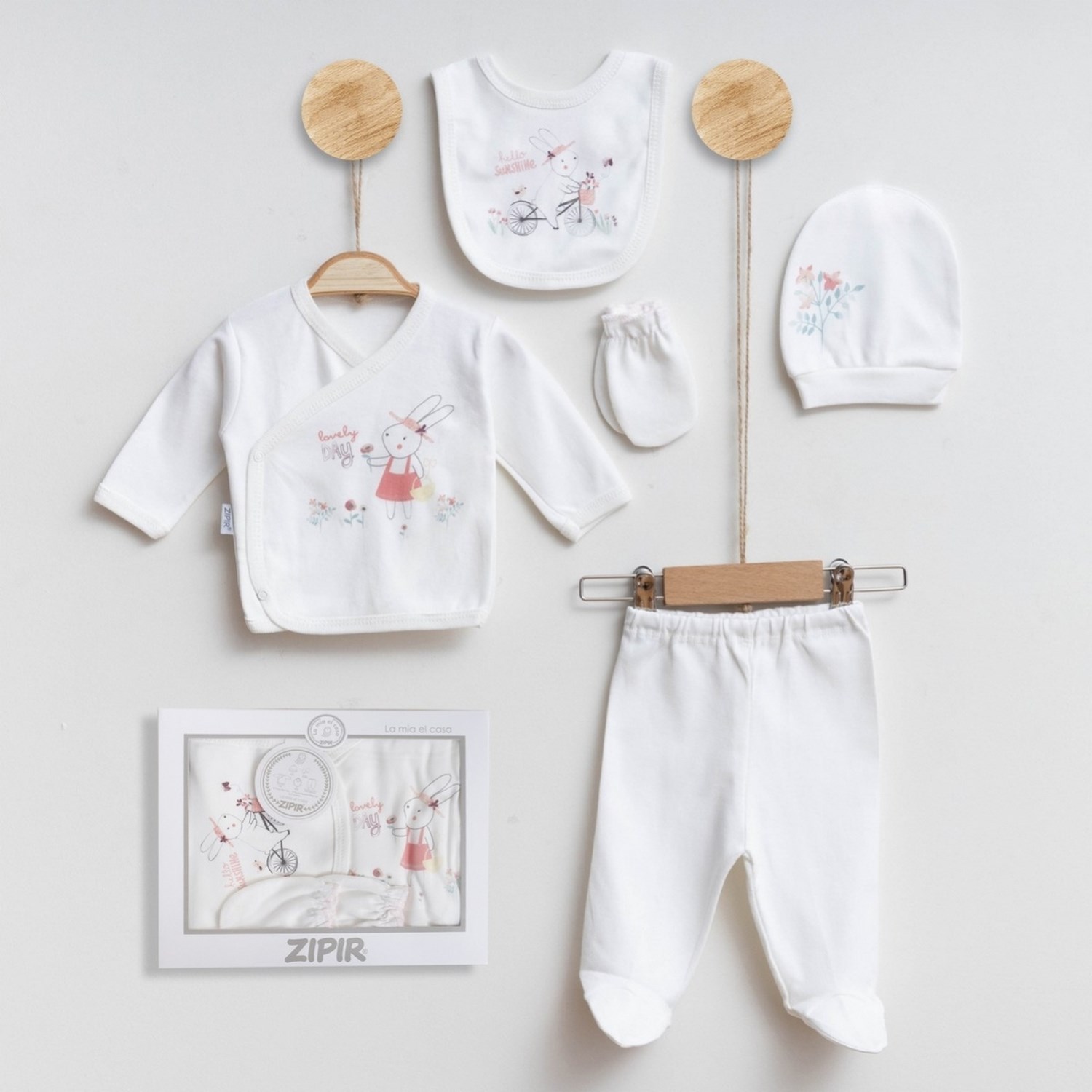 Zıpır Bebe Bisiklet 5'li Bebek Hastane Çıkış Seti 531R Pudra