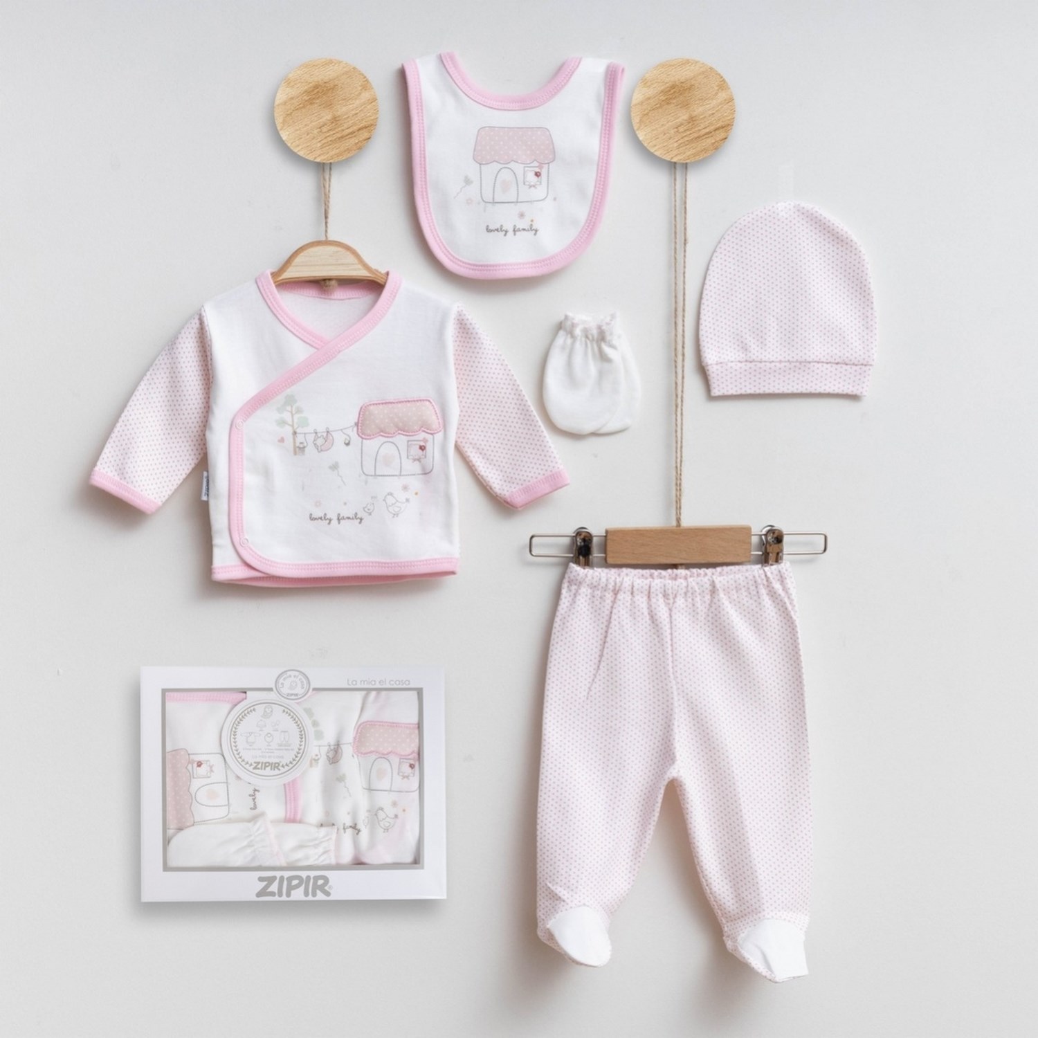 Zıpır Bebe Kabartma Ayı 5'li Bebek Hastane Çıkış Seti 541R Pembe