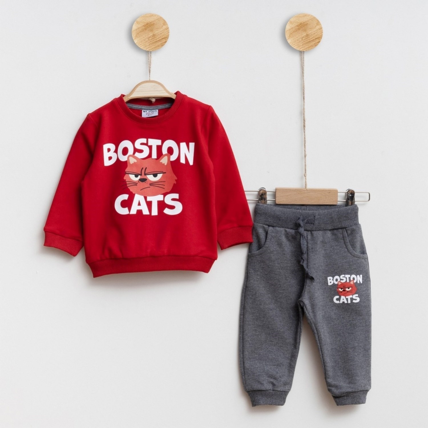 Ny. Polo Boston Cats Baskılı 2'li Takım 3441R Kırmızı