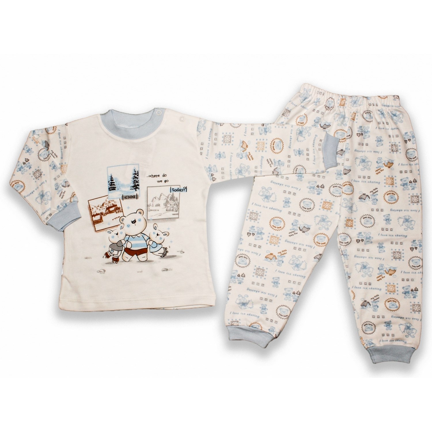 Elbebek Üçlü Ayı 2'li Bebek Takımı 090R Mavi