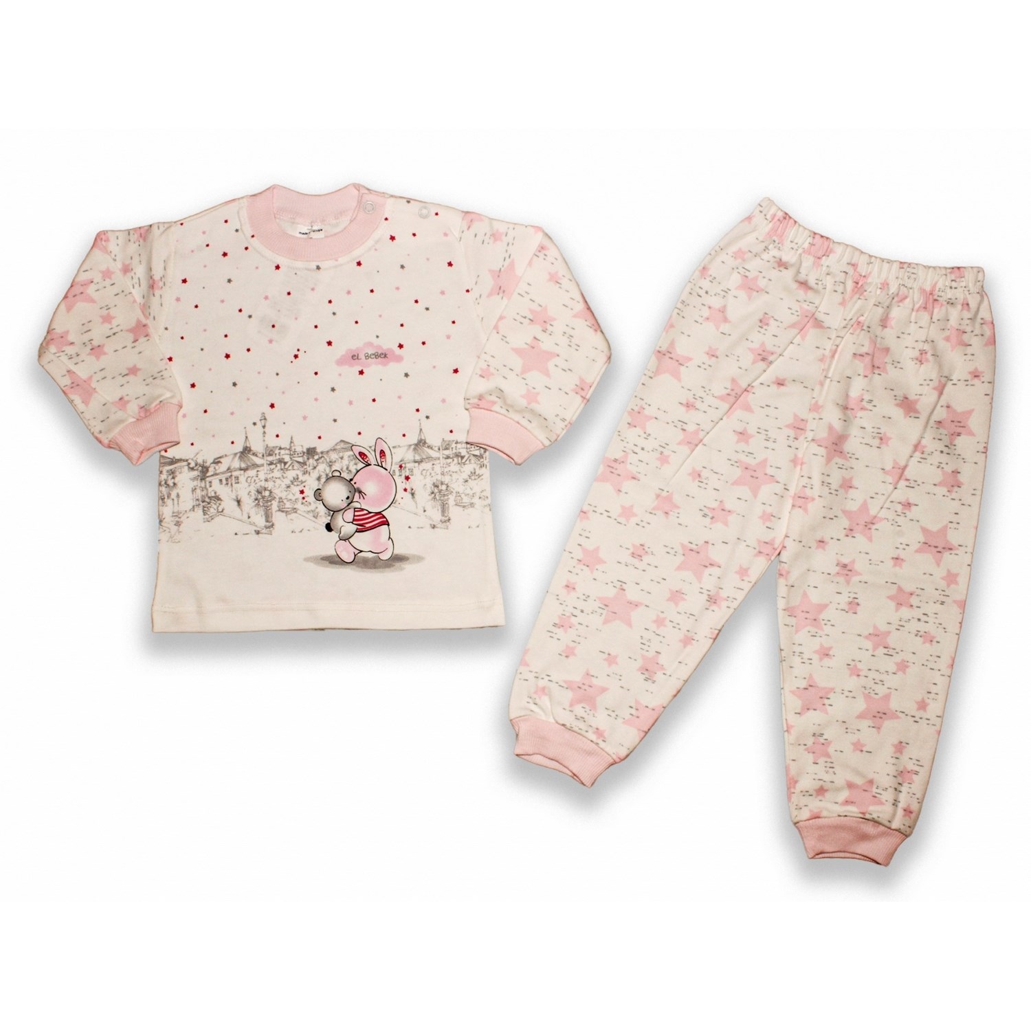 Elbebek Yıldızlı Ayı 2'li Bebek Takımı 116R Pembe