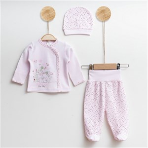 Gümüş Baby Çiçekli 3'lü Bebek Takımı 11R Pembe